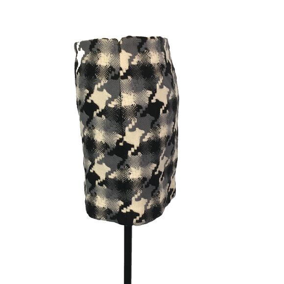 J Crew Womens Black White Gray Houndstooth Wool Woven Mini Skirt, sz 4, 30 waist - Picture 4 of 7